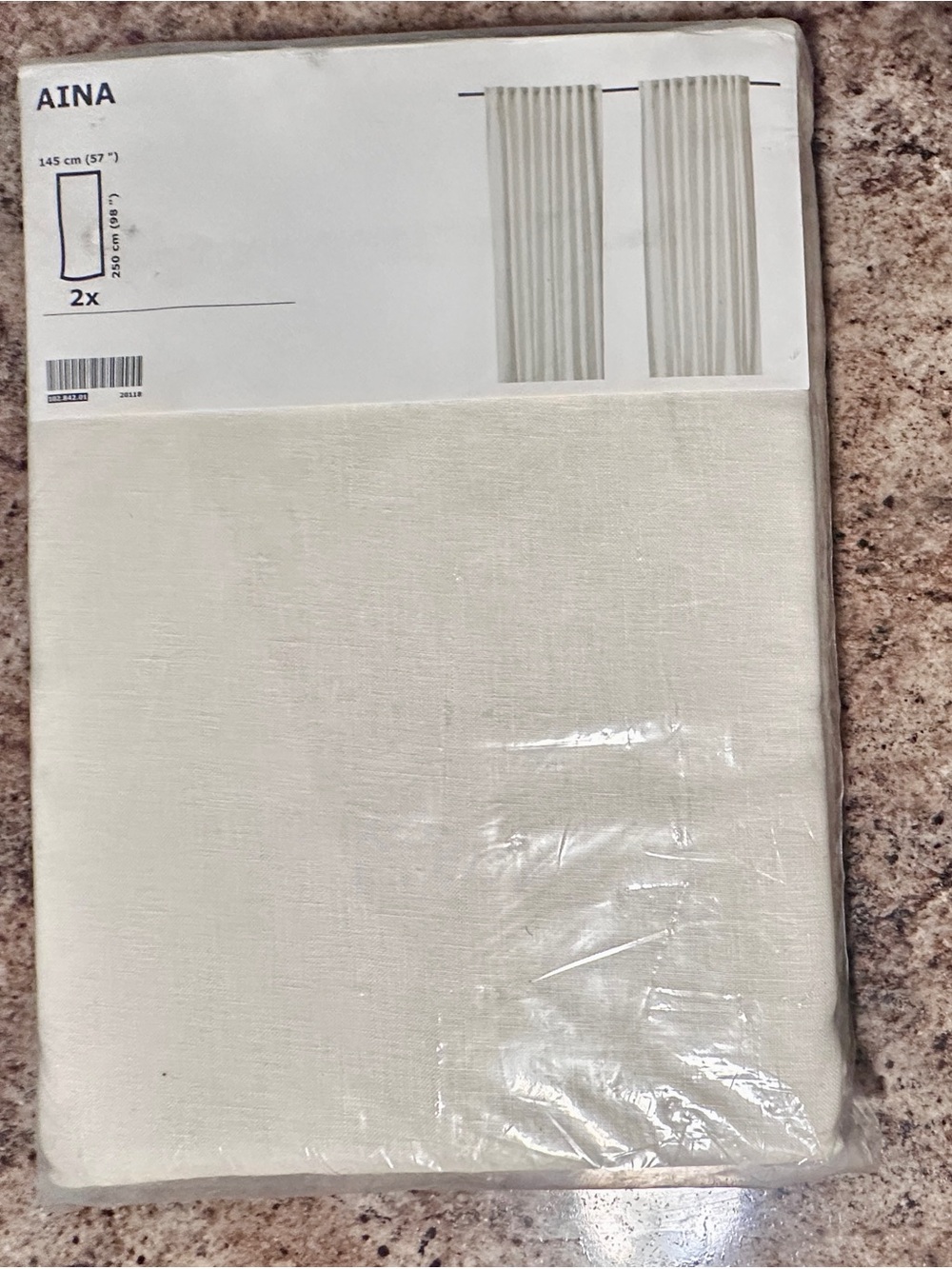 IKEA AINA Off White Curtain Panels 57”x98”